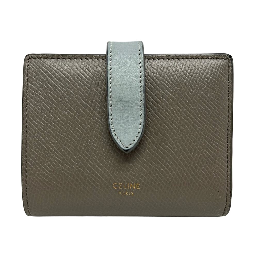 Celine Small Strap Wallet Bifold Wallet Gray Light Blue - Picture 1 of 9